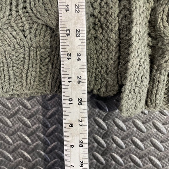 Free People Dark Green Cable Knit‎ Sleeveless Cardigan Hoodie Sweater Women's M - Picture 4 of 6